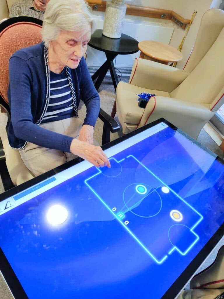 resident with tablet